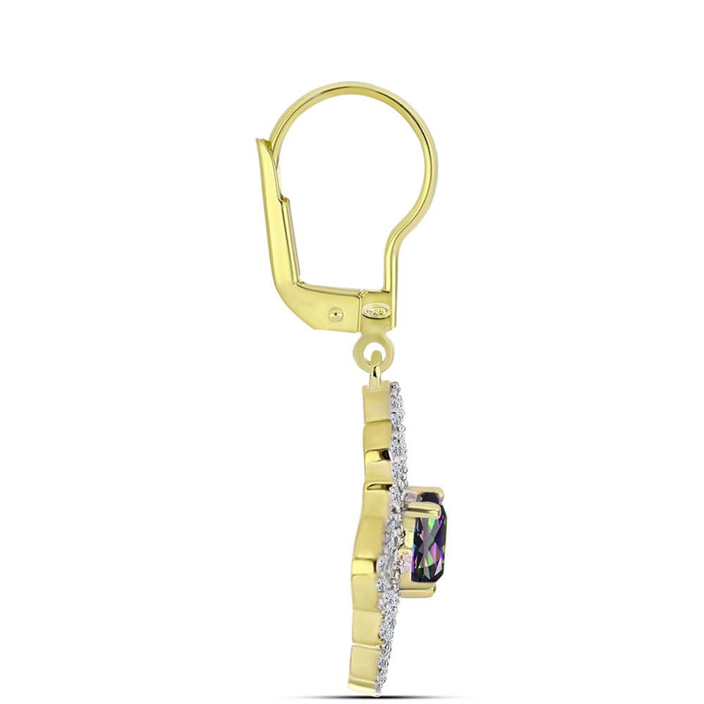 Cercei din Argint 925 Placat cu Aur ( 4.5 grame ) cu Topaz Mistic și Topaz Alb 2.71 Carate 2 