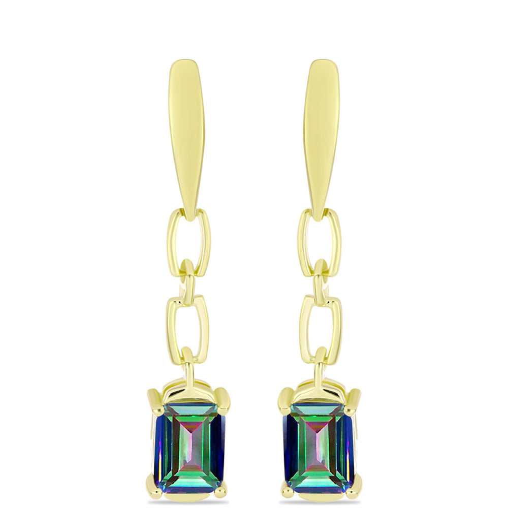 Cercei din Argint 925 Placat cu Aur ( 3.58 grame ) cu Topaz Mistic 2.66 Carate