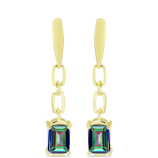 Cercei din Argint 925 Placat cu Aur ( 3.58 grame ) cu Topaz Mistic 2.66 Carate