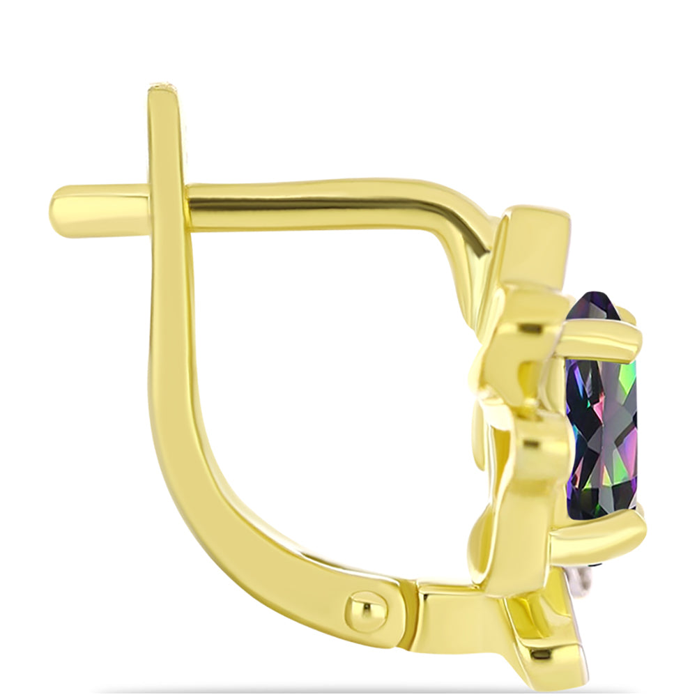 Cercei din Argint 925 Placat cu Aur ( 4.11 grame ) cu Topaz Mistic și Topaz Alb 1.75 Carate