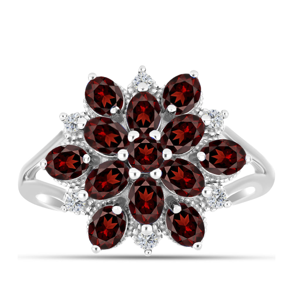 Inel din Argint 925 ( 3.44 grame ) cu Granat Barton și Topaz Alb 2.99 Carate