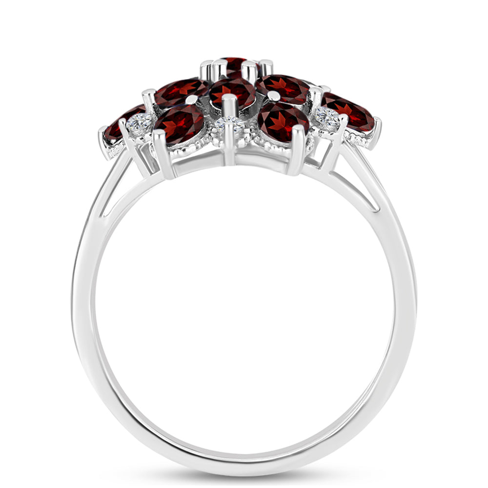 Inel din Argint 925 ( 3.44 grame ) cu Granat Barton și Topaz Alb 2.99 Carate 2 