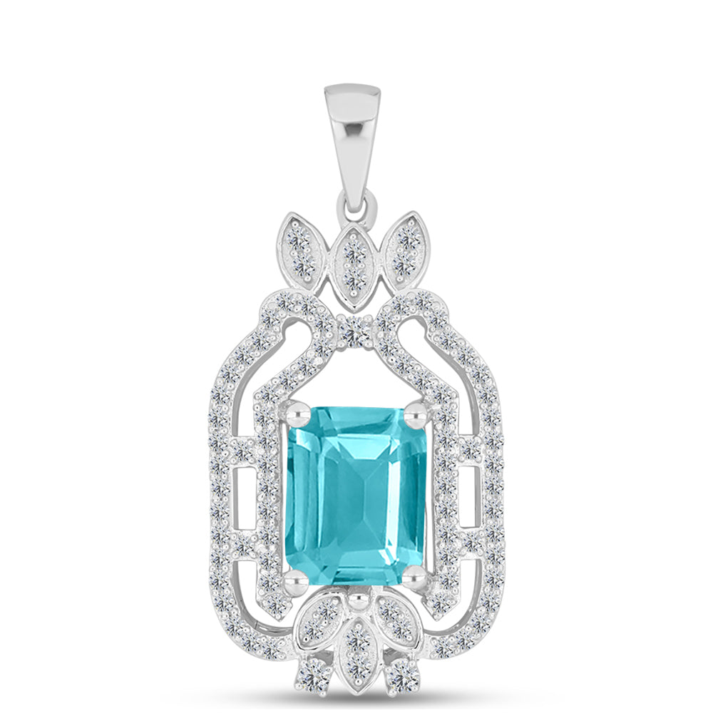 Pandantiv din Argint 925 ( 2.02 grame ) cu Cuarț Paraiba și Topaz Alb 2.64 Carate