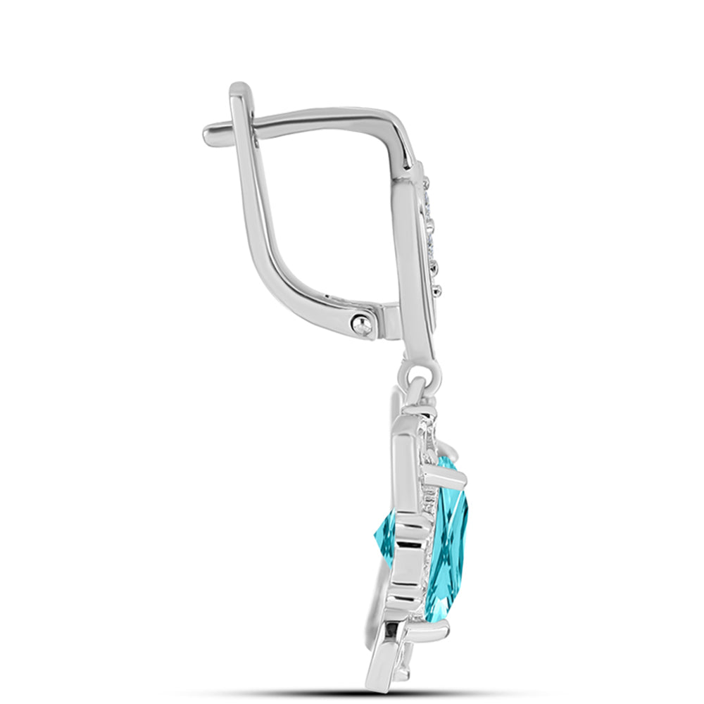 Cercei din Argint 925 ( 6.06 grame ) cu Cuarț Paraiba și Topaz Alb 4.57 Carate