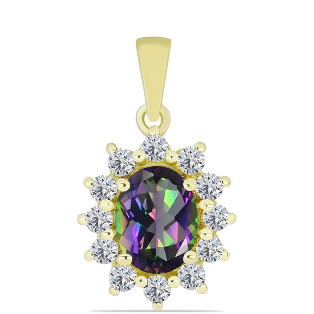 Pandantiv din Argint 925 Placat cu Aur ( 1.65 grame ) cu Topaz Mistic și Topaz Alb 1.61 Carate