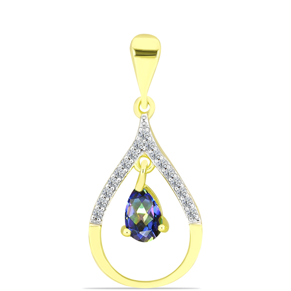 Pandantiv din Argint 925 Placat cu Aur ( 1.51 grame ) cu Topaz Mistic și Topaz Alb 0.45 Carate 1 