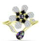 Inel din Argint 925 Placat cu Aur ( 3.86 grame ) cu Topaz Mistic și Spinel Negru 1.14 Carate