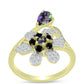 Inel din Argint 925 Placat cu Aur ( 3.86 grame ) cu Topaz Mistic și Spinel Negru 1.14 Carate