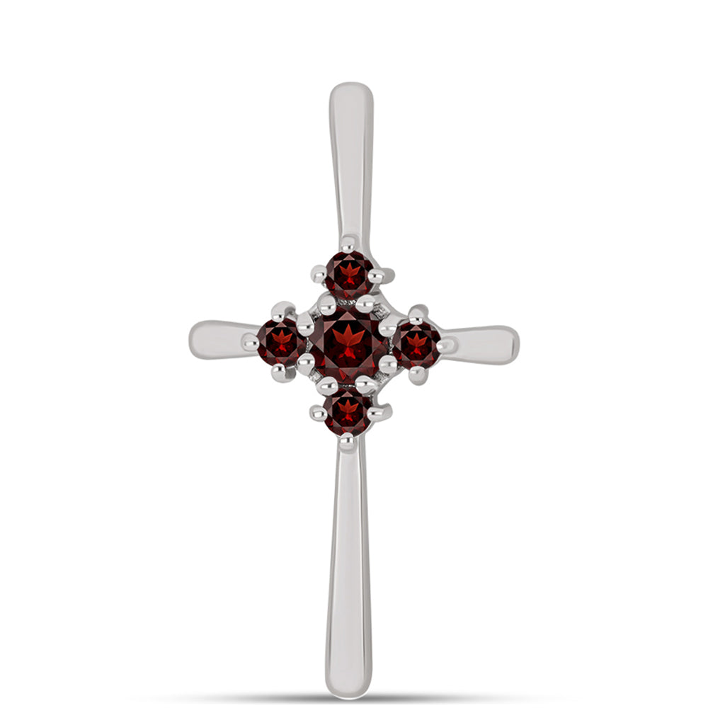 Cruce Pandantiv din Argint 925 ( 1.97 grame ) cu Granat Barton 0.68 Carate 1 