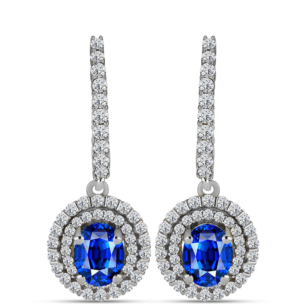 Cercei din Argint 925 ( 4.29 grame ) cu Safir Albastru Australian și Topaz Alb 3.2 Carate