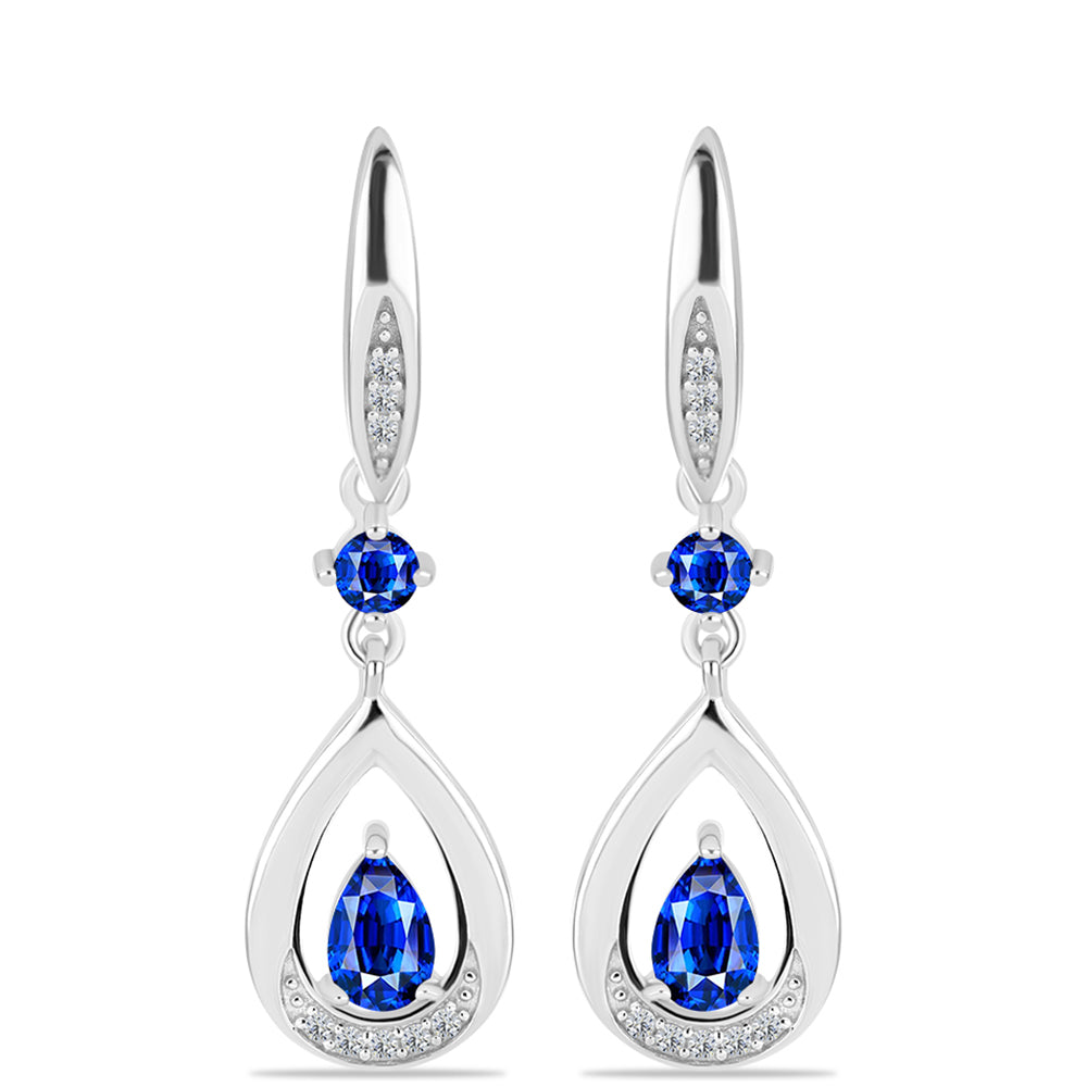 Cercei din Argint 925 ( 4.11 grame ) cu Safir Albastru Australian și Topaz Alb 1.64 Carate