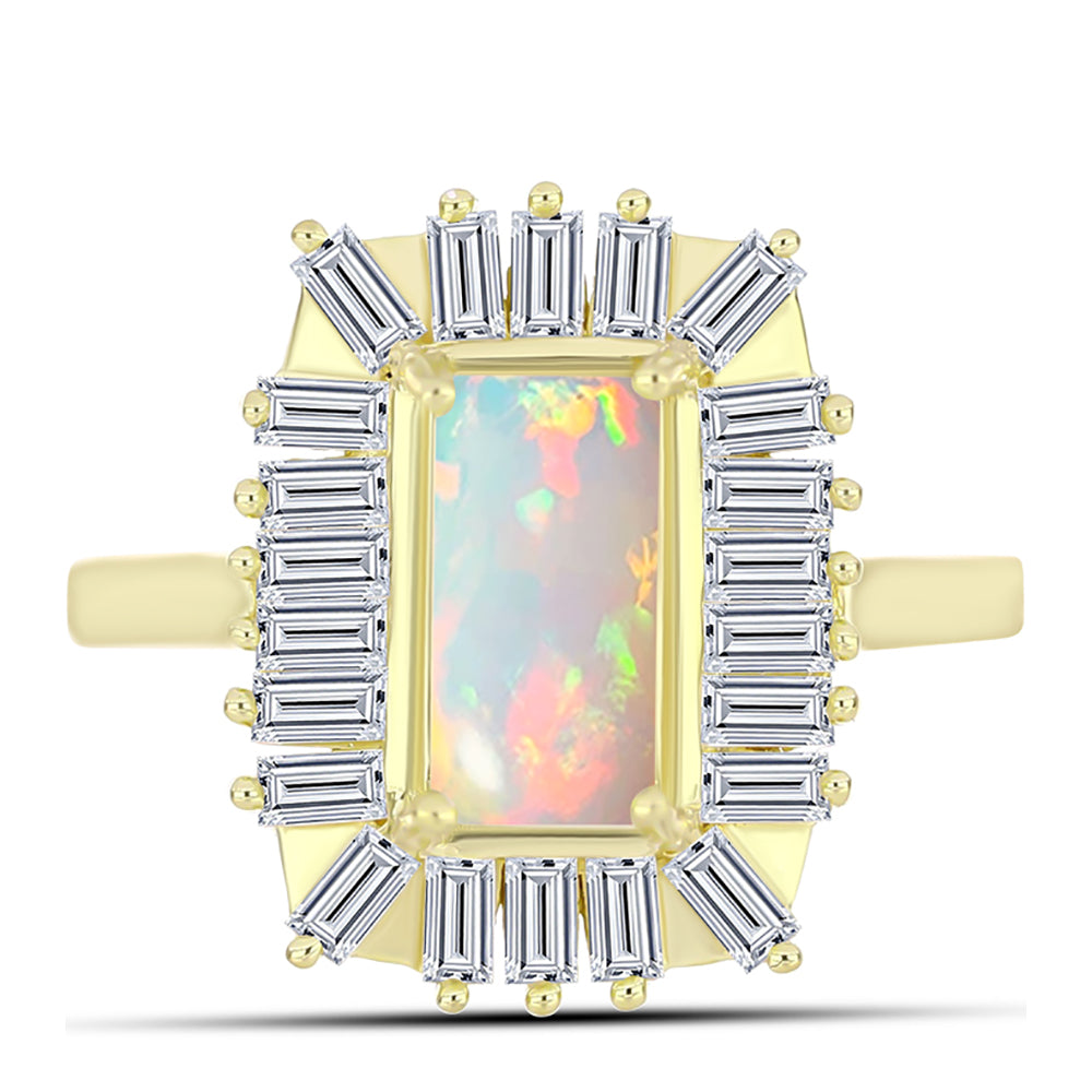 Inel din Argint 925 Placat cu Aur ( 3.8 grame ) cu Opal Welo și Zircon Alb 2.71 Carate 1 