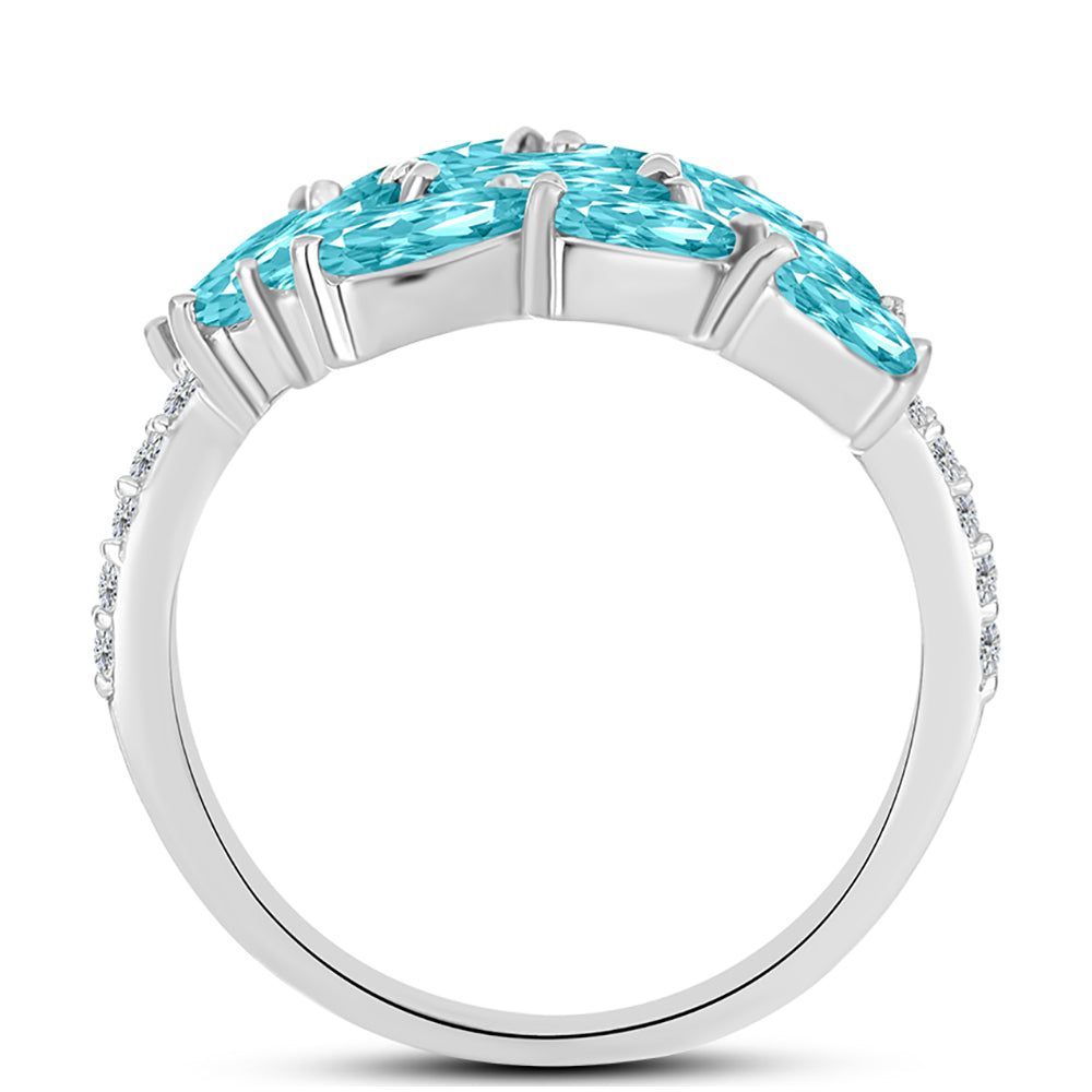 Inel din Argint 925 ( 3.49 grame ) cu Cuarț Paraiba și Topaz Alb 2.54 Carate
