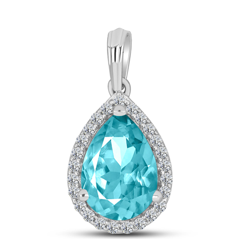 Pandantiv din Argint 925 ( 0.94 grame ) cu Cuarț Paraiba și Topaz Alb 1.92 Carate 1 