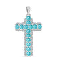 Cruce Pandantiv din Argint 925 ( 2.64 grame ) cu Cuarț Paraiba și Topaz Alb 2.22 Carate