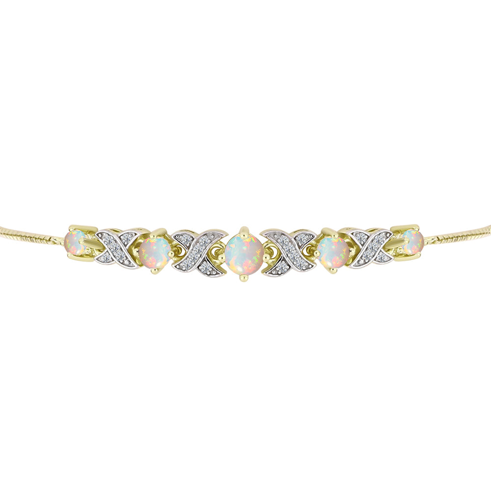 Brățară din Argint 925 Placat cu Aur ( 5.65 grame ) cu Opal Welo și Topaz Alb 1.19 Carate 2 