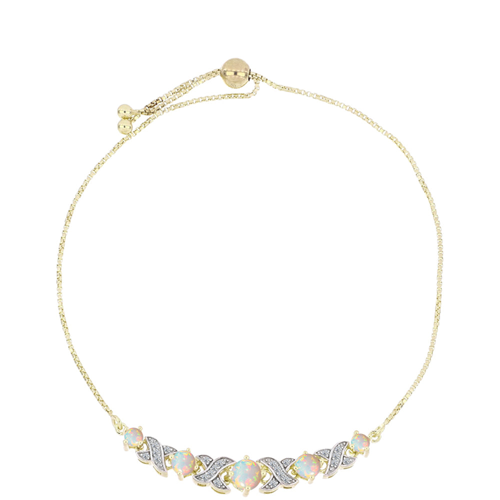Brățară din Argint 925 Placat cu Aur ( 5.65 grame ) cu Opal Welo și Topaz Alb 1.19 Carate