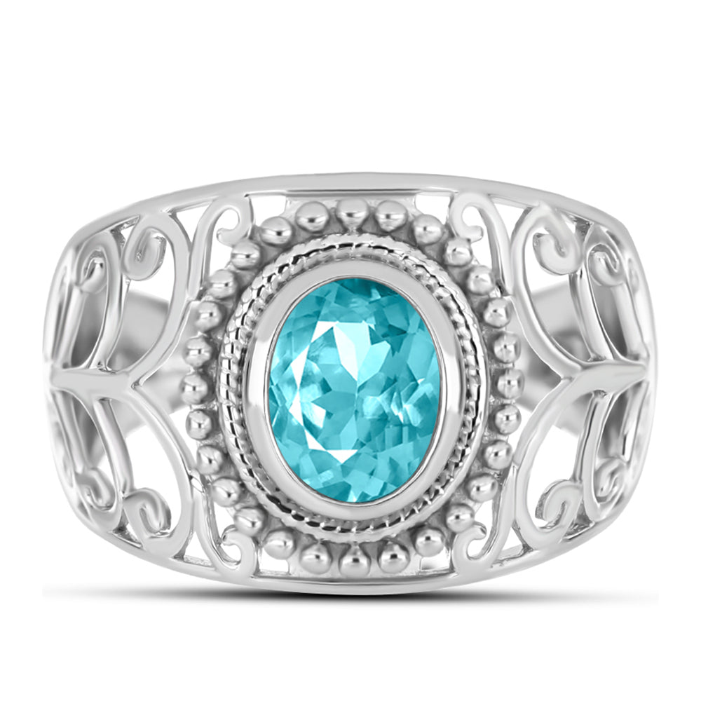 Inel din Argint 925 ( 5.13 grame ) cu Cuarț Paraiba 1.13 Carate 1 