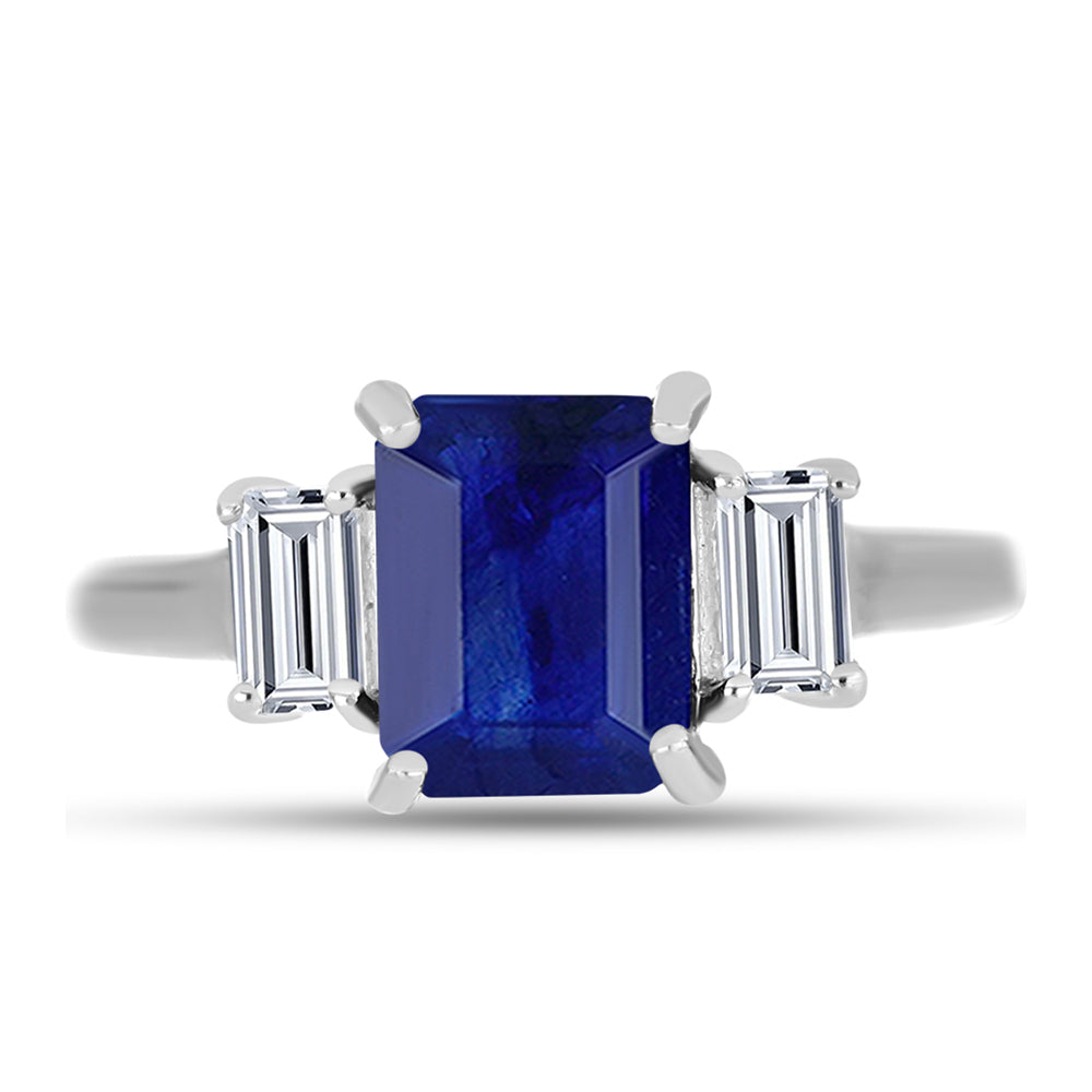 Inel din Argint 925 ( 2.92 grame ) cu Safir Albastru Australian și Topaz Alb 3.85 Carate 1 
