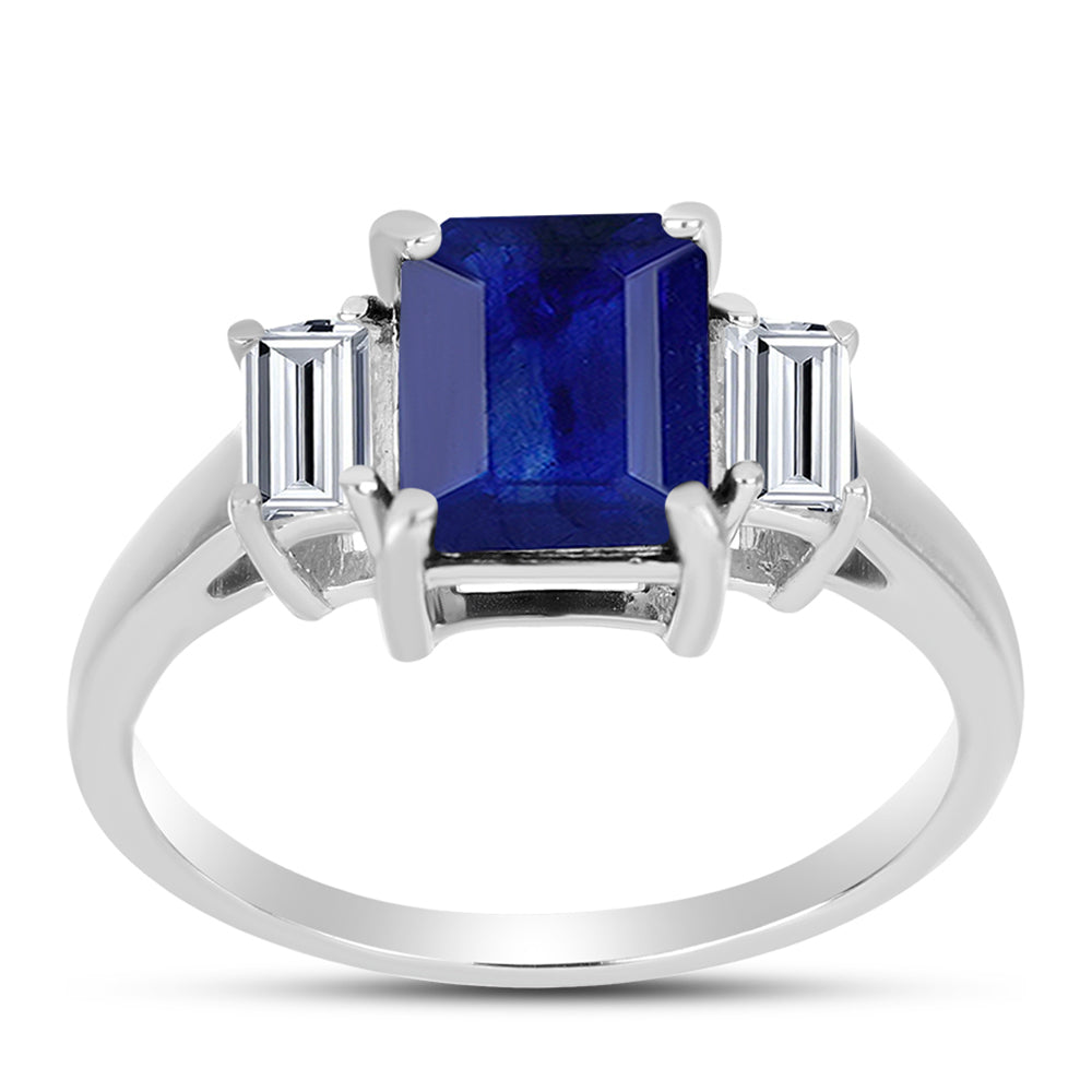 Inel din Argint 925 ( 2.92 grame ) cu Safir Albastru Australian și Topaz Alb 3.85 Carate 3 