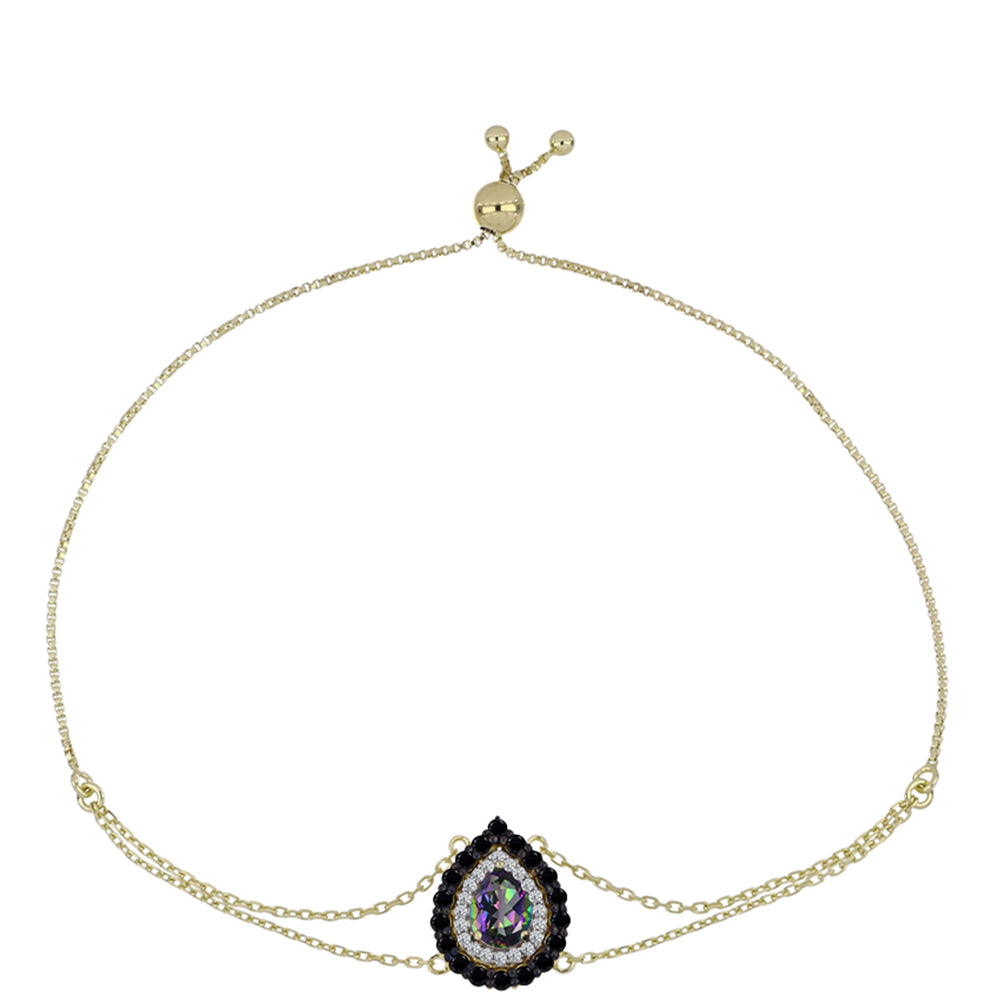 Brățară din Argint 925 Placat cu Aur ( 4.5 grame ) cu Topaz Mistic și Spinel Negru 1.85 Carate