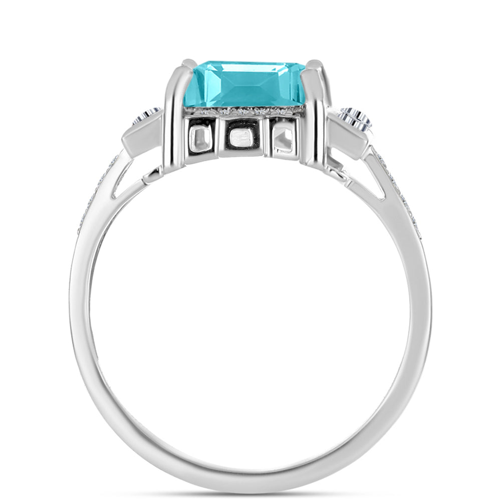 Inel din Argint 925 ( 3.86 grame ) cu Cuarț Paraiba și Topaz Alb 4.81 Carate