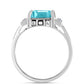 Inel din Argint 925 ( 3.86 grame ) cu Cuarț Paraiba și Topaz Alb 4.81 Carate