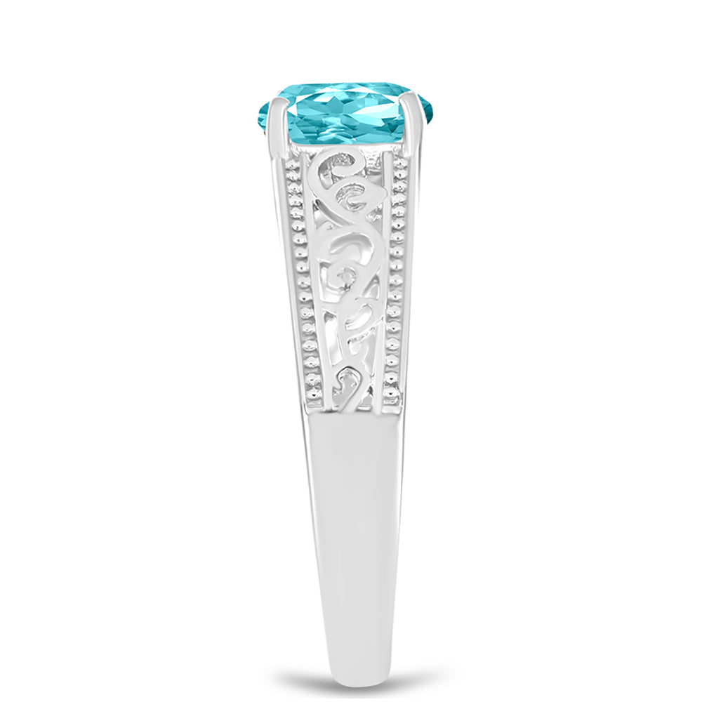 Inel din Argint 925 ( 2.74 grame ) cu Cuarț Paraiba 1.22 Carate 4 
