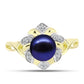 Inel din Argint 925 Placat cu Aur ( 3.58 grame ) cu Perlă de Cultură Neagră și Topaz Alb 3.22 Carate