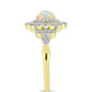Inel din Argint 925 Placat cu Aur ( 2.96 grame ) cu Opal Welo și Topaz Alb 0.9 Carate