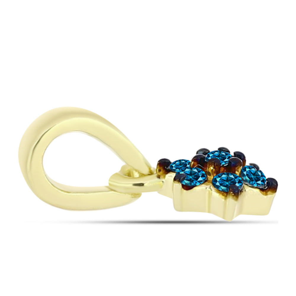 Pandantiv din Argint 925 Placat cu Aur ( 0.3 grame ) cu Diamant Albastru 0.07 Carate