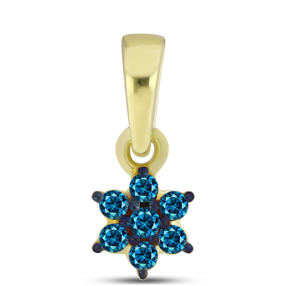 Pandantiv din Argint 925 Placat cu Aur ( 0.3 grame ) cu Diamant Albastru 0.07 Carate