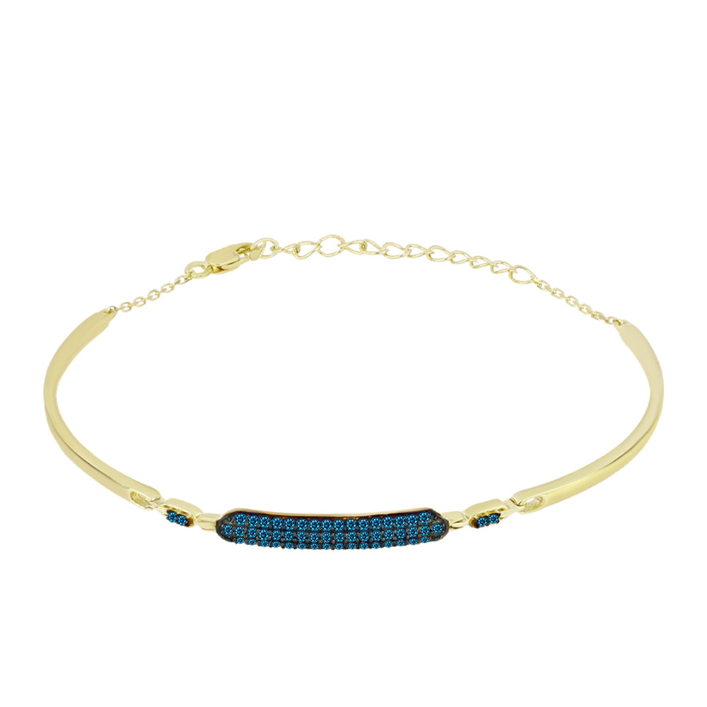 Brățară din Argint 925 Placat cu Aur ( 6.03 grame ) cu Diamant Albastru 0.43 Carate 1 
