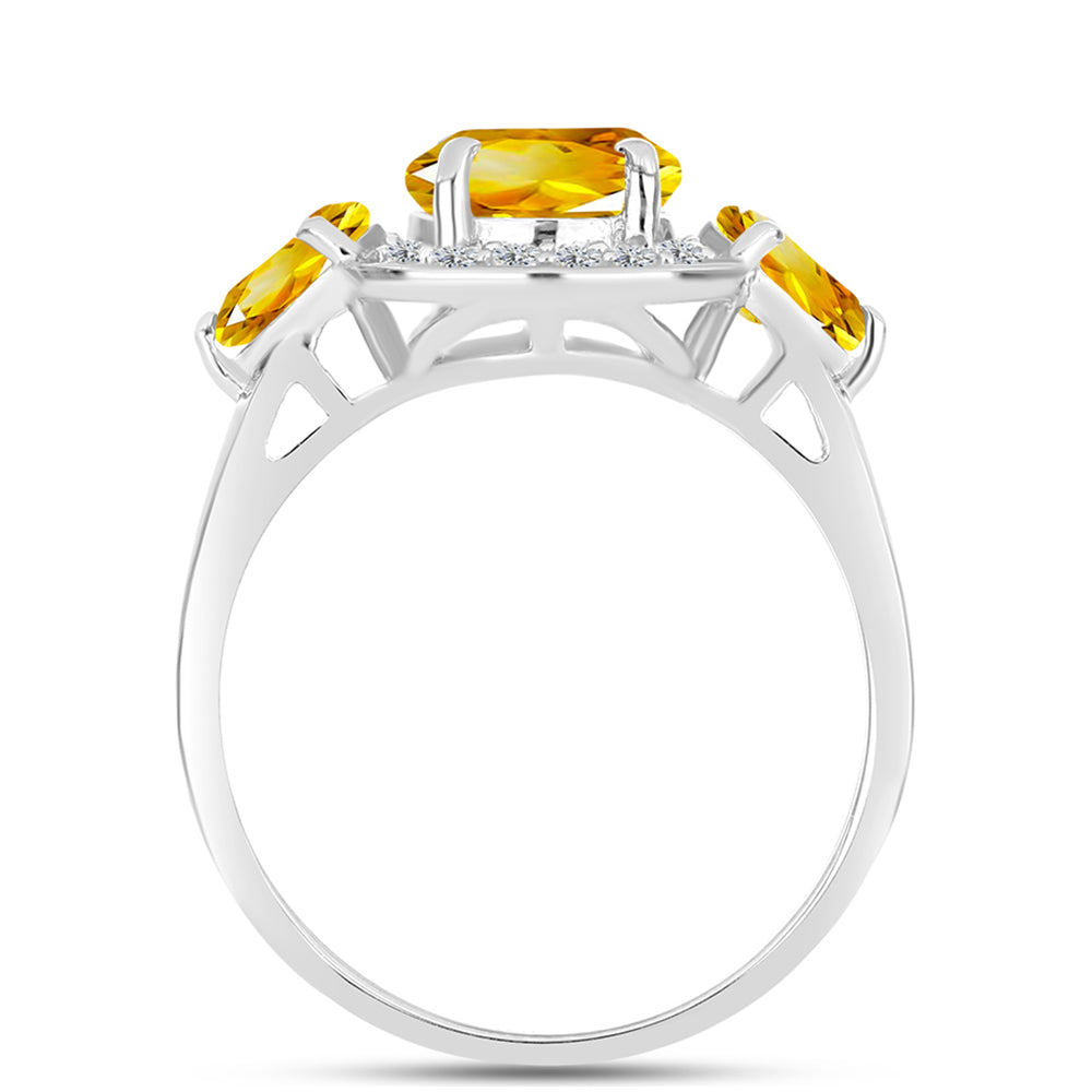 Inel din Argint 925 ( 3 grame ) cu Citrin Ural și Topaz Alb 3.59 Carate
