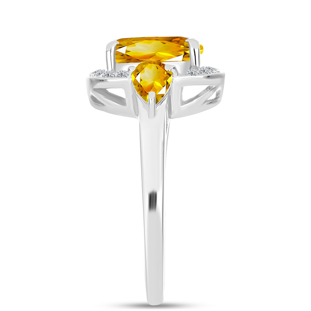 Inel din Argint 925 ( 3 grame ) cu Citrin Ural și Topaz Alb 3.59 Carate 4 
