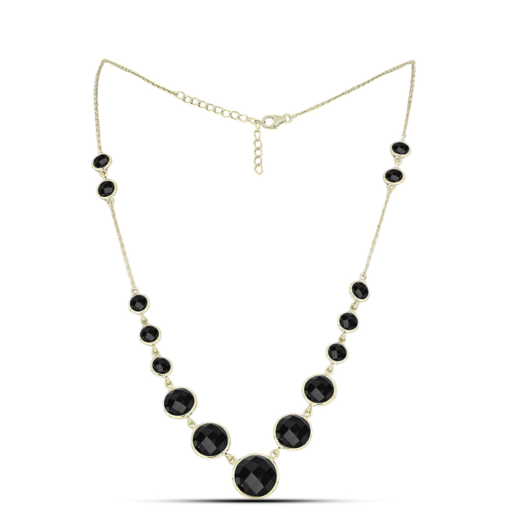Colier din Argint 925 Placat cu Aur ( 3.59 grame ) cu Obsidian 14.57 Carate