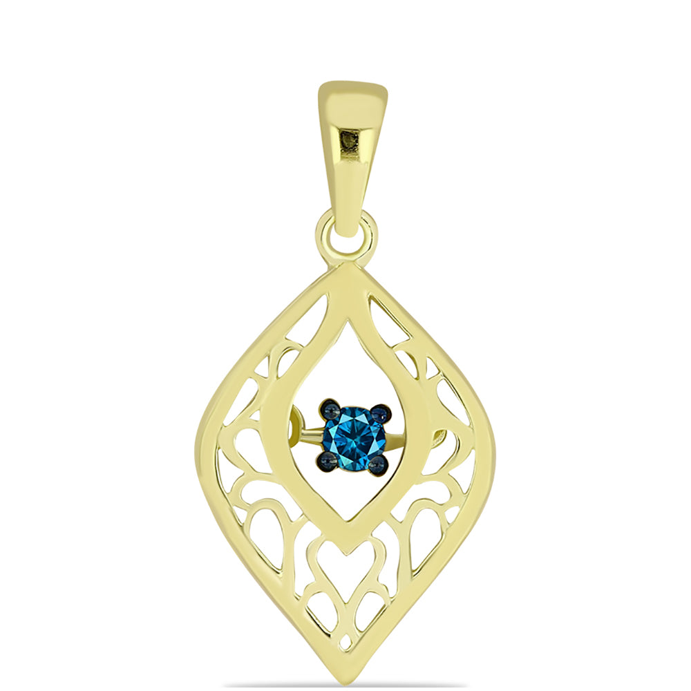 Pandantiv din Argint 925 Placat cu Aur ( 1.03 grame ) cu Diamant Albastru 0.06 Carate 1 