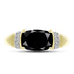 Inel din Argint 925 Placat cu Aur ( 4.4 grame ) cu Obsidian și Topaz Alb 2.94 Carate