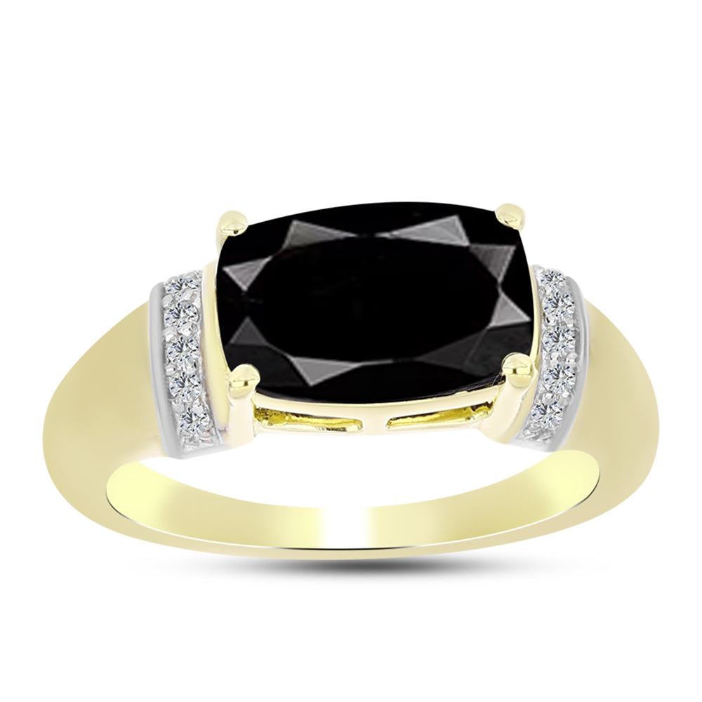 Inel din Argint 925 Placat cu Aur ( 4.4 grame ) cu Obsidian și Topaz Alb 2.94 Carate