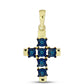 Cruce Pandantiv din Argint 925 Placat cu Aur ( 1.57 grame ) cu Diamant Albastru 0.05 Carate