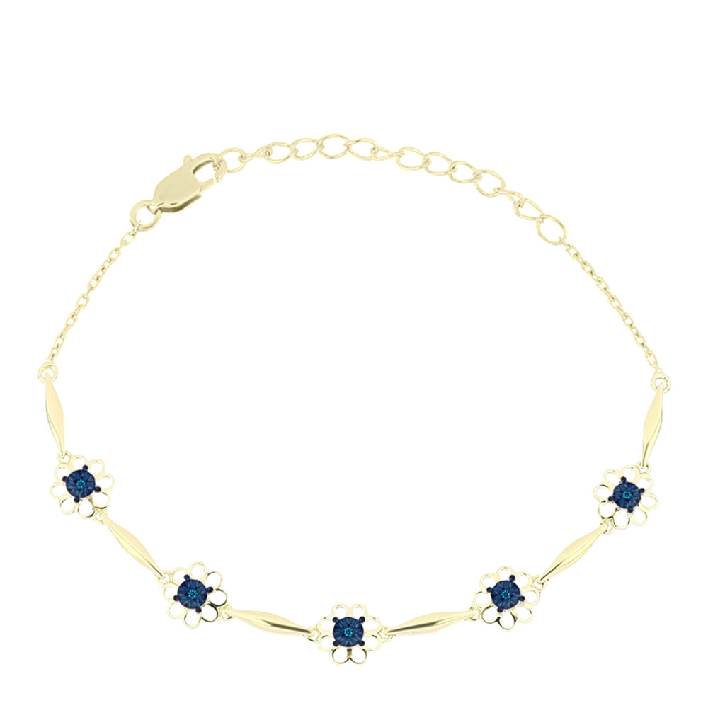Brățară din Argint 925 Placat cu Aur ( 6.65 grame ) cu Diamant Albastru 0.04 Carate
