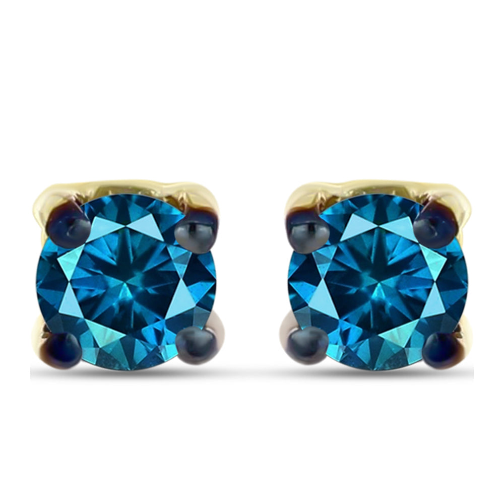 Cercei din Argint 925 Placat cu Aur ( 0.87 grame ) cu Diamant Albastru 0.22 Carate