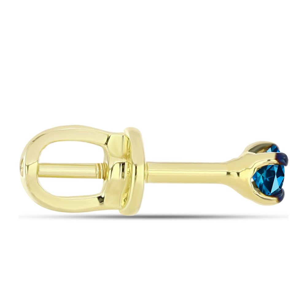 Cercei din Argint 925 Placat cu Aur ( 0.87 grame ) cu Diamant Albastru 0.22 Carate 2 