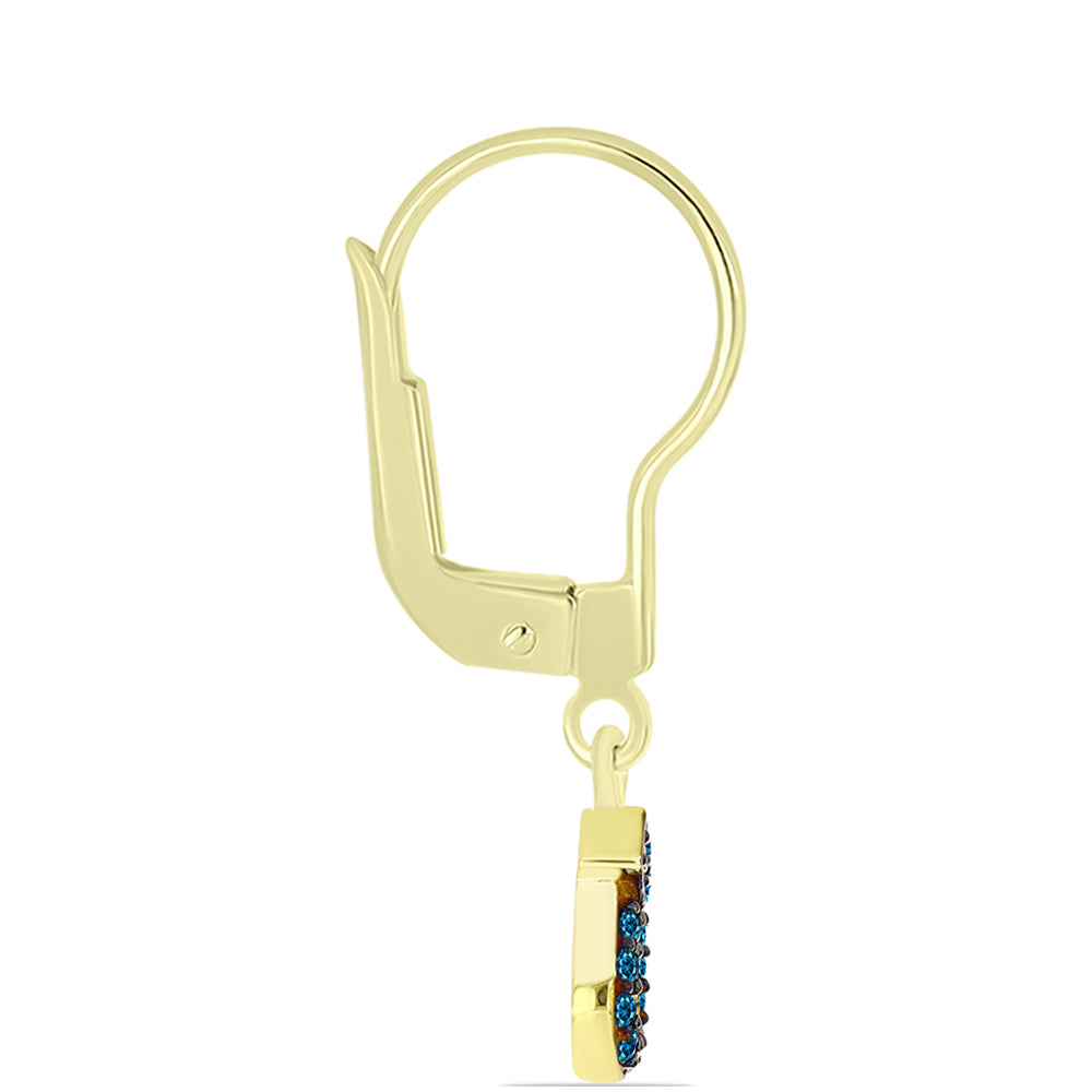 Cercei din Argint 925 Placat cu Aur ( 1.4 grame ) cu Diamant Albastru 0.14 Carate 2 