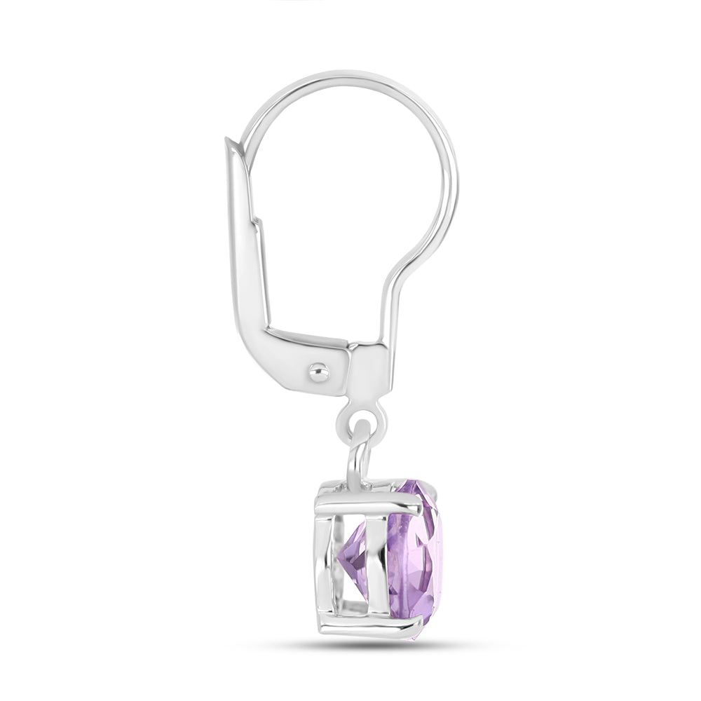 Cercei din Argint 925 ( 1.54 grame ) cu Ametist Rose de France 2.28 Carate 2 