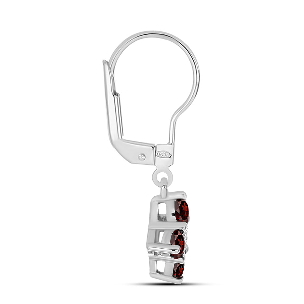 Cercei din Argint 925 ( 1.98 grame ) cu Granat Barton și Topaz Alb 1.26 Carate