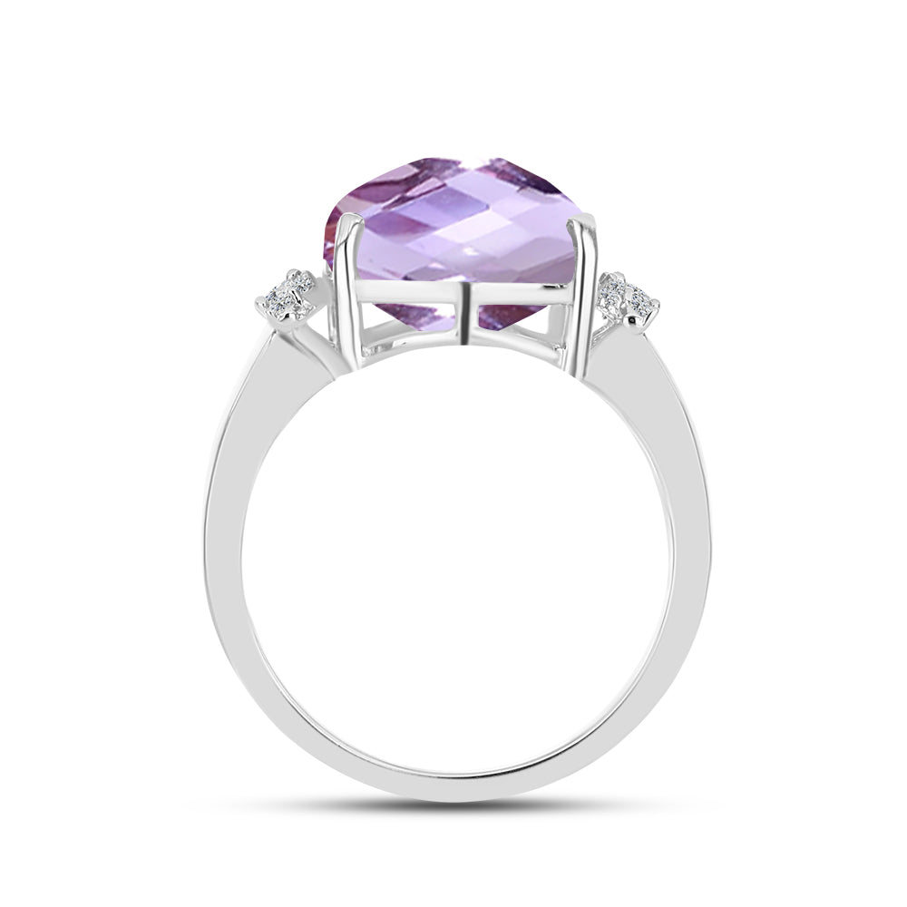 Inel din Argint 925 ( 3.19 grame ) cu Ametist Rose de France și Topaz Alb 9.24 Carate 2 