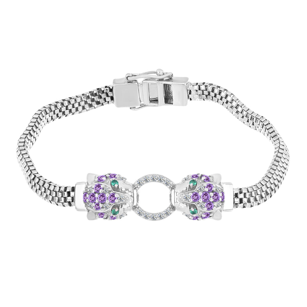 Brățară din Argint 925 ( 15.45 grame ) cu Ametist Rose de France și Topaz Alb 1.38 Carate