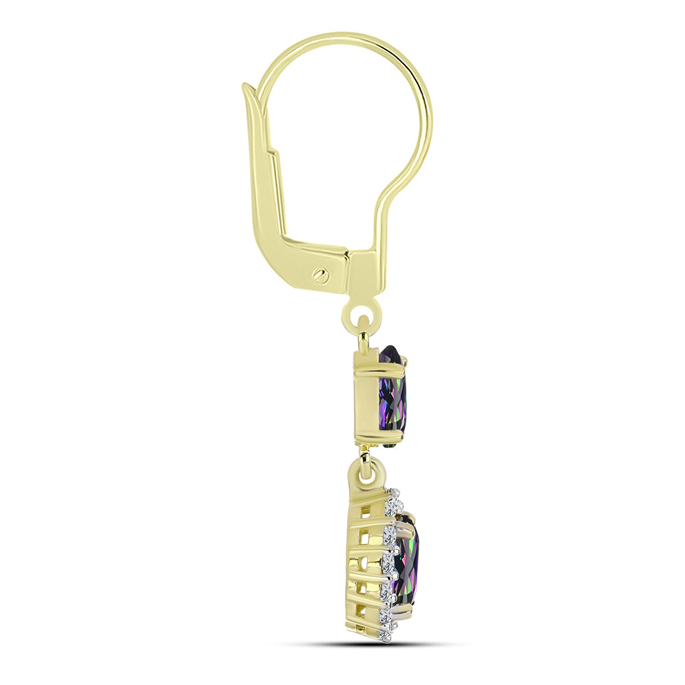 Cercei din Argint 925 Placat cu Aur ( 2.44 grame ) cu Topaz Mistic Verde și Topaz Alb 1.69 Carate 2 