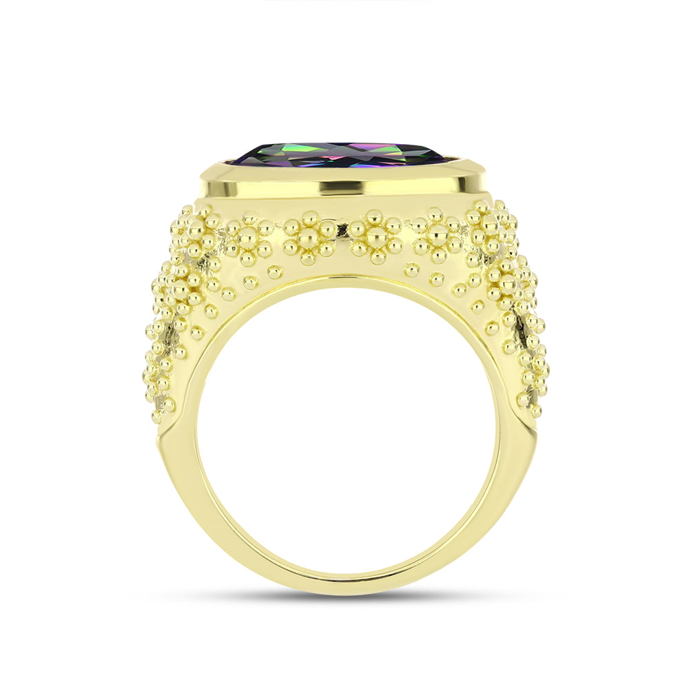 Inel din Argint 925 Placat cu Aur ( 6.63 grame ) cu Topaz Mistic Verde 5.18 Carate 2 